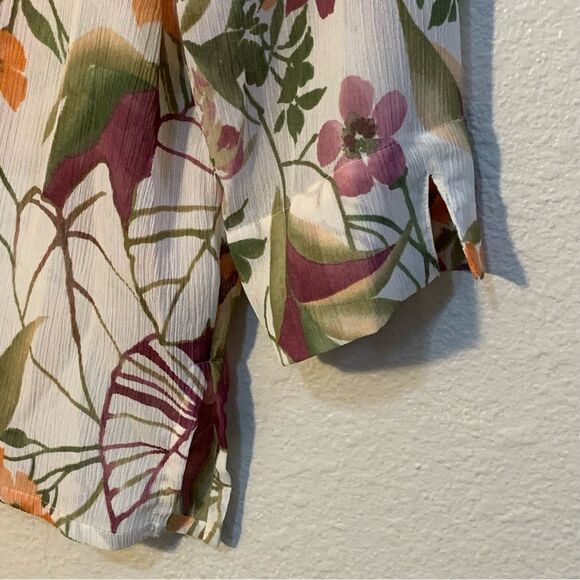 ALFRED DUNNER Floral Sheer Blouse Women’s Sz 12P Cream Fall Colors Button Up. - Picture 5 of 11